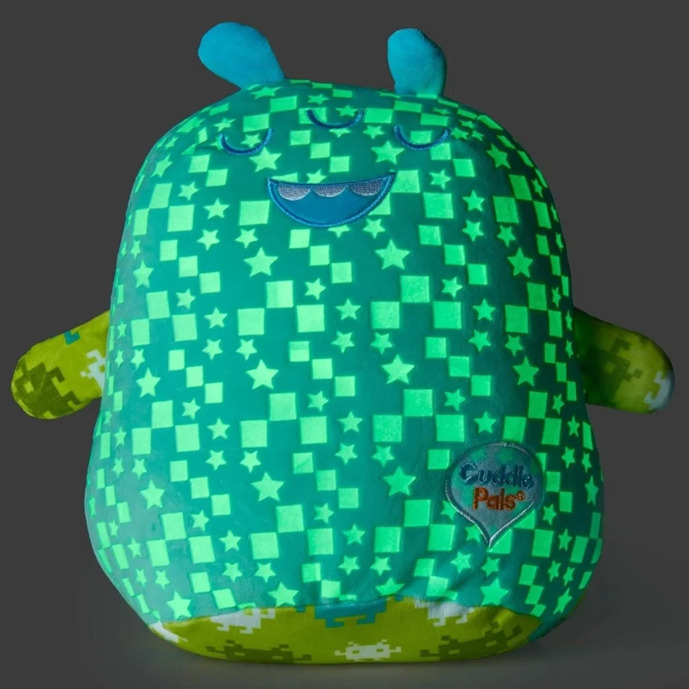 KIDS PREFERRED Two Sided Glow in The Dark Cuddle Pal Pixel The Alien Plush 11.5”
